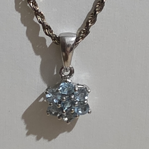 BLUE TOPAZ SET OF EARRINGS, BRACELET AND A PENDANT ON A 30 INCH NECKLACE ALL 925 - Picture 5 of 7